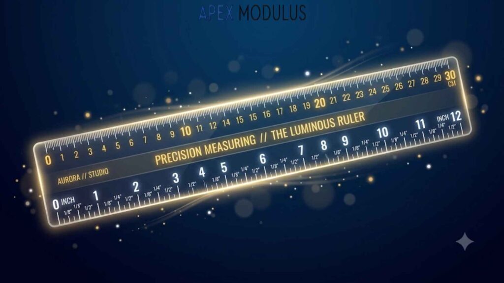 Luminous glass ruler with precise inch and centimeter markings.